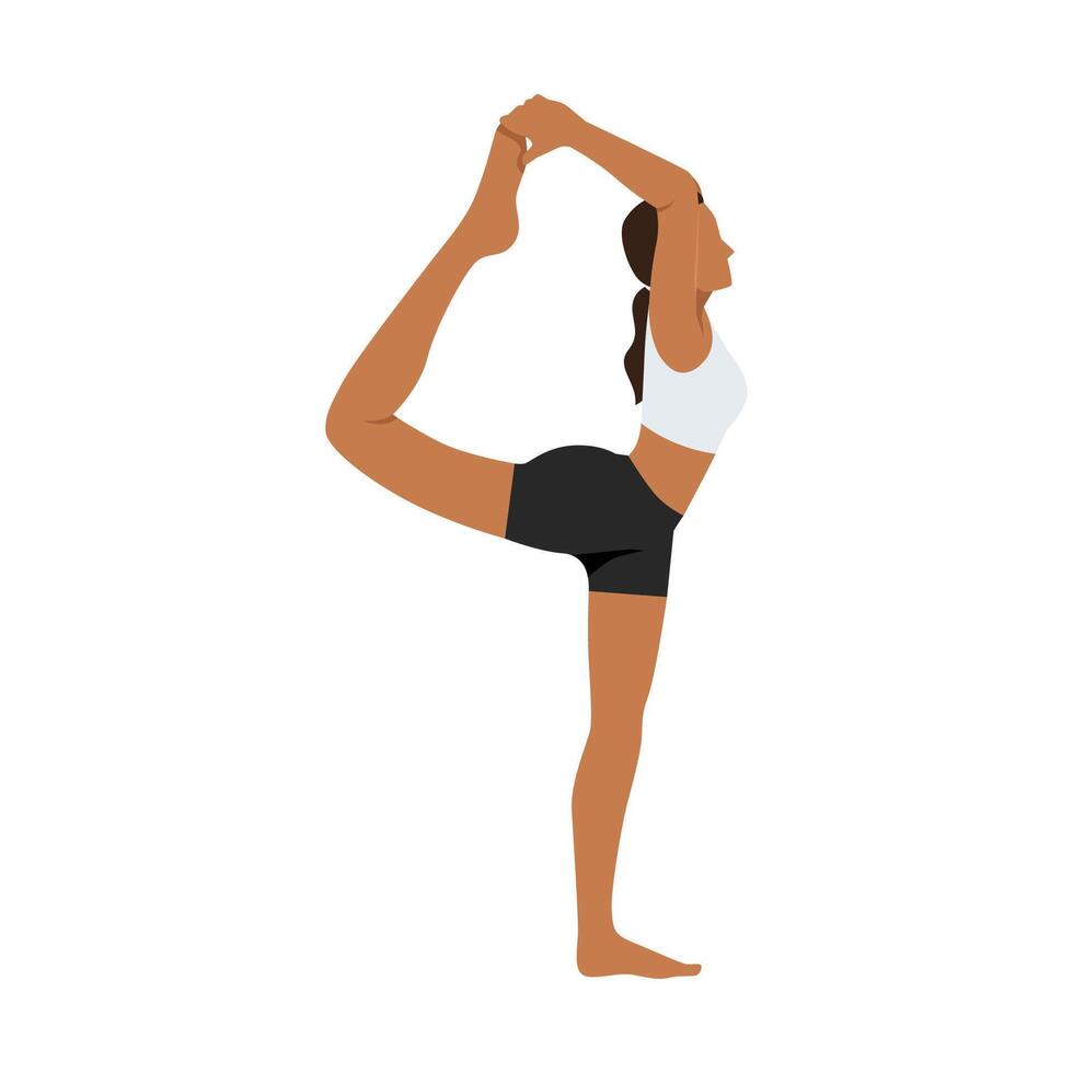 Young woman doing Reverse Table Top Pose Legs In Figure Four or Ardha Purvottanasana Pada Ardha Utkatasana. vector