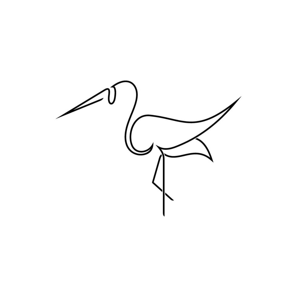 a line drawing of a stork with long legs vector