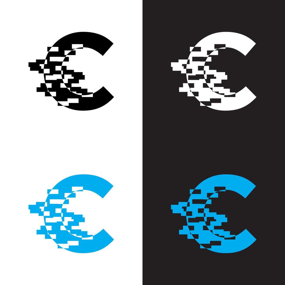 a set of three different logos for the letter c vector