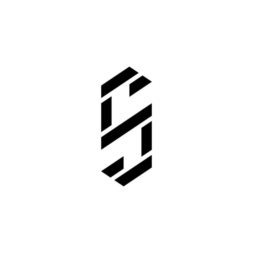 a black and white logo with a geometric shape of a letter s vector