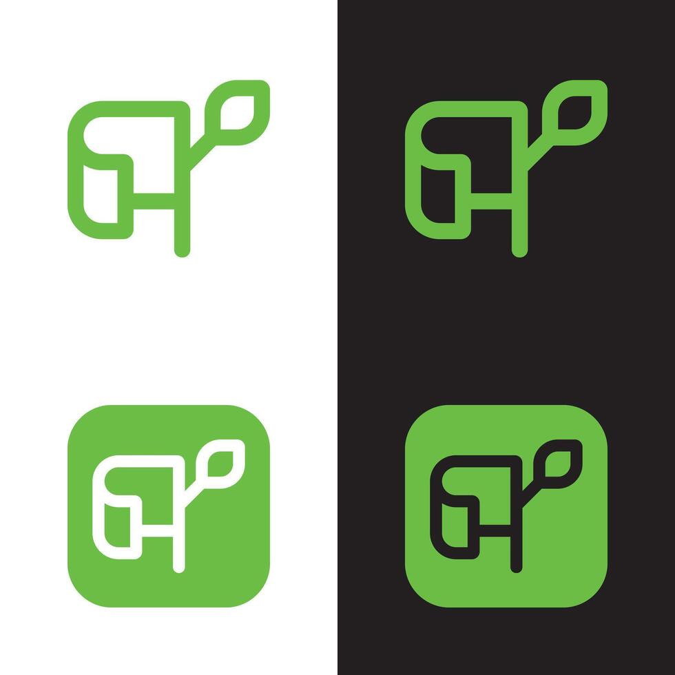 green and black logo of tree and leaf for a company vector