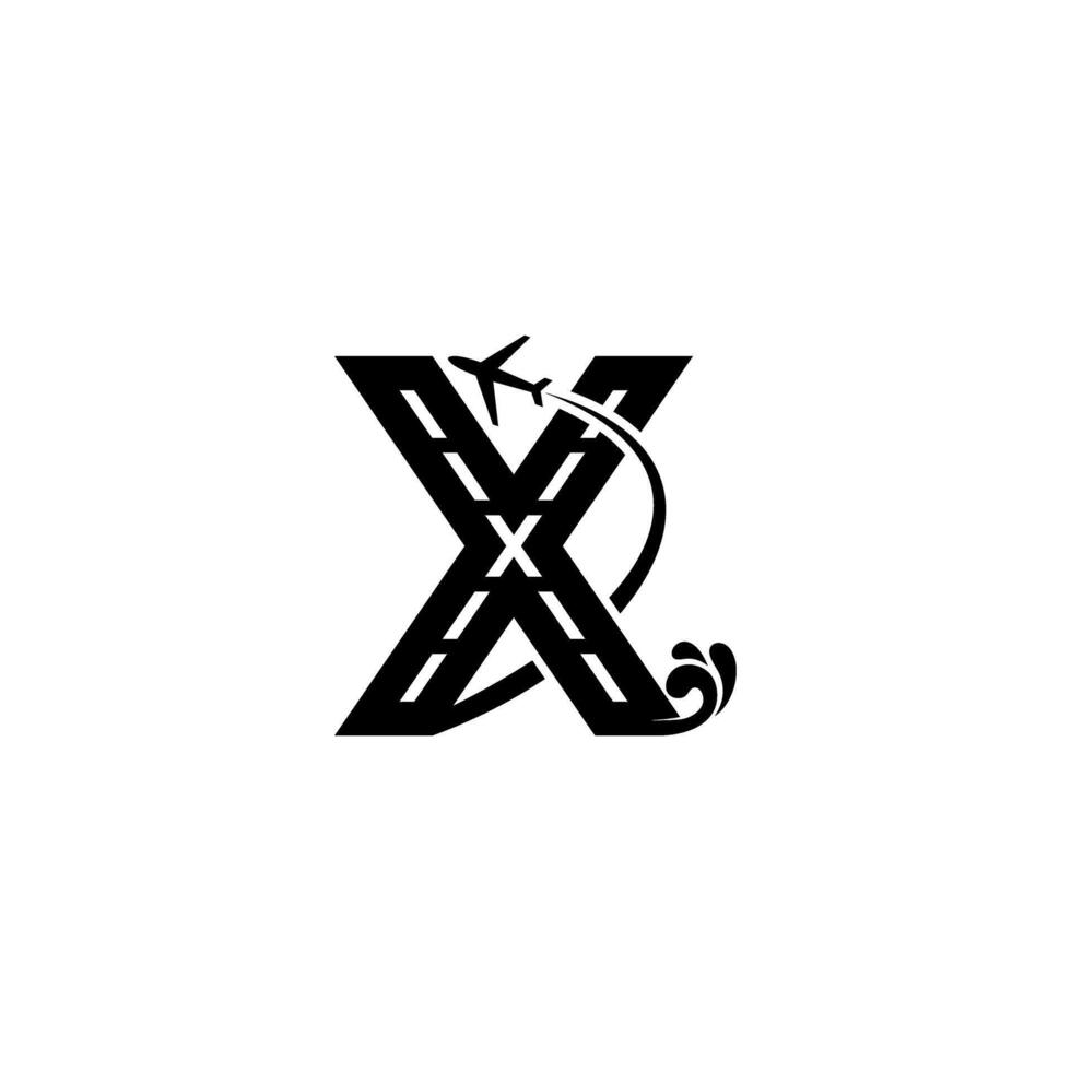 a black and white logo with the letter x and an airplane vector