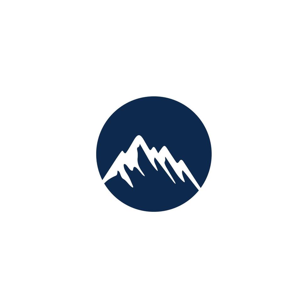 a mountain logo with a blue circle vector