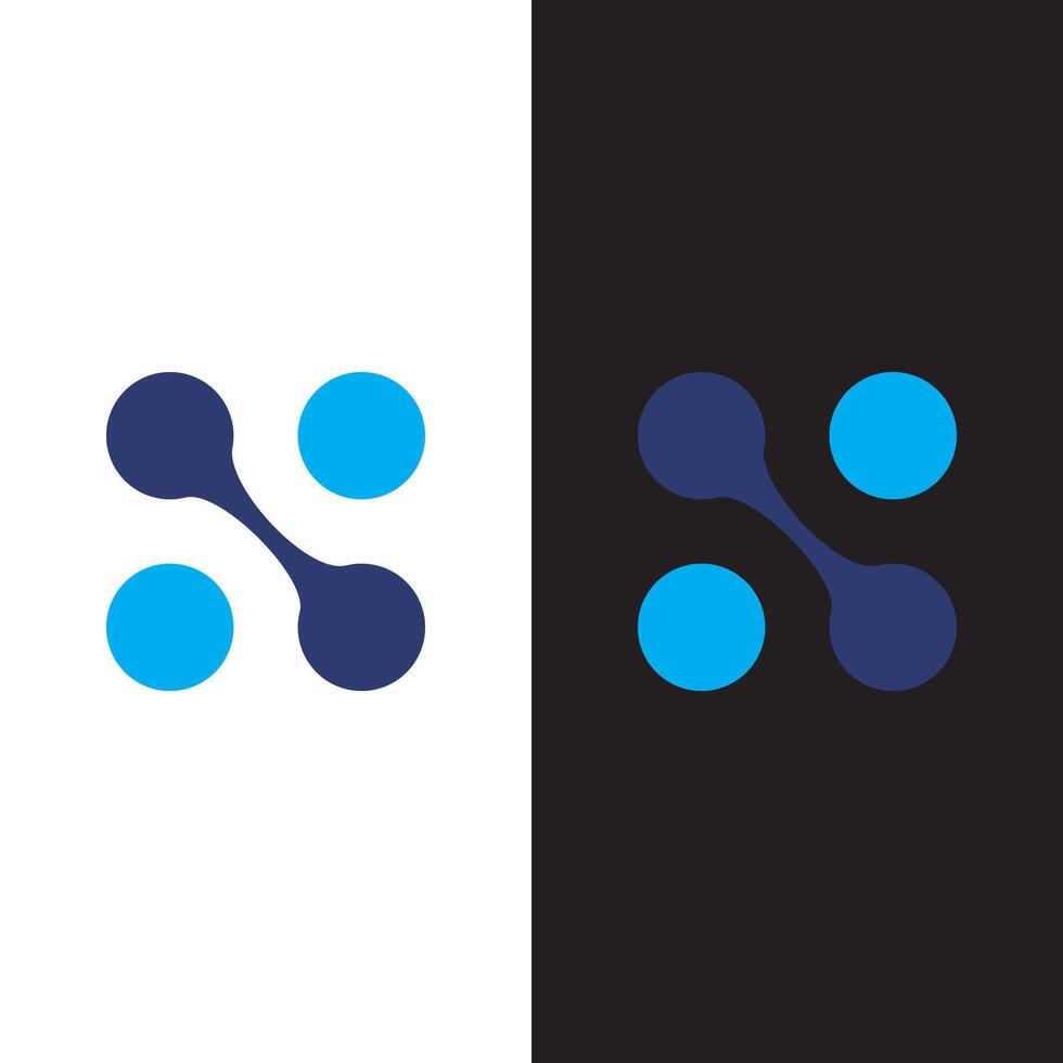 two logos with blue and black circles vector