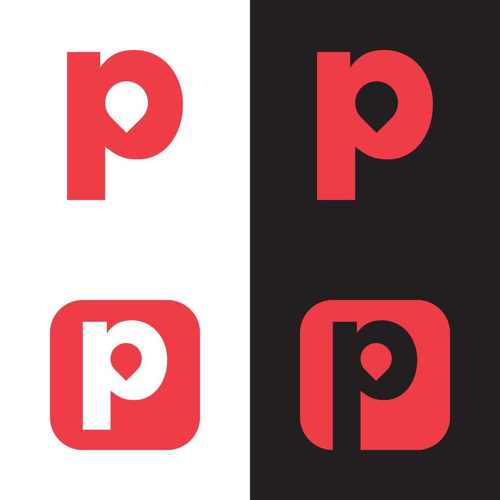 the p logo and the p logo with the same color vector