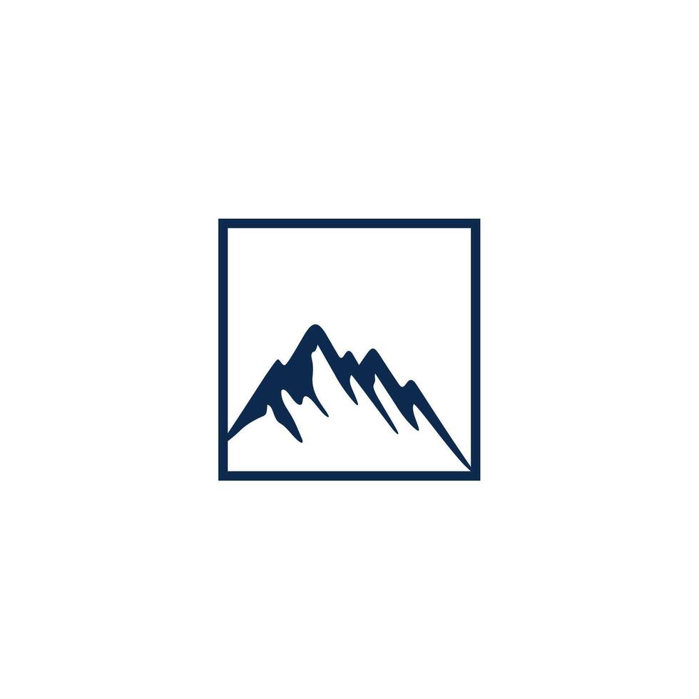 a mountain logo with a square frame vector