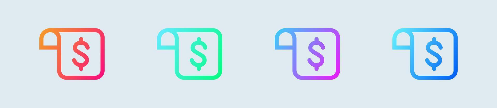 Bill line icon in gradient colors. Invoice signs illustration. vector