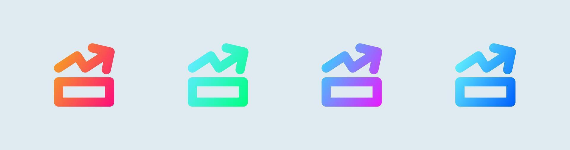 Level up line icon in gradient colors. Competition signs illustration. vector