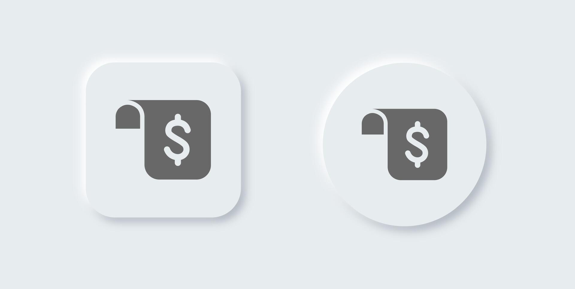 Bill solid icon in neomorphic design style. Invoice signs illustration. vector
