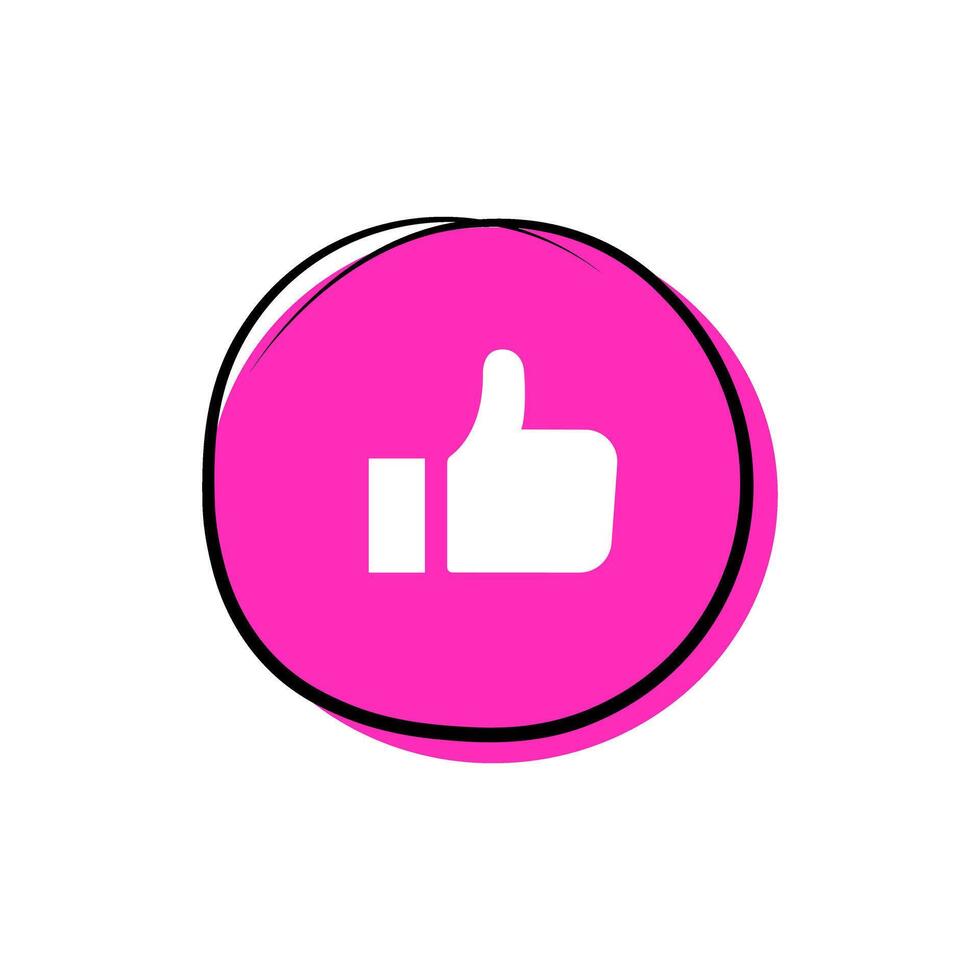 Hand drawn circle with thumbs icon. Social media notification icons in speech bubbles. vector