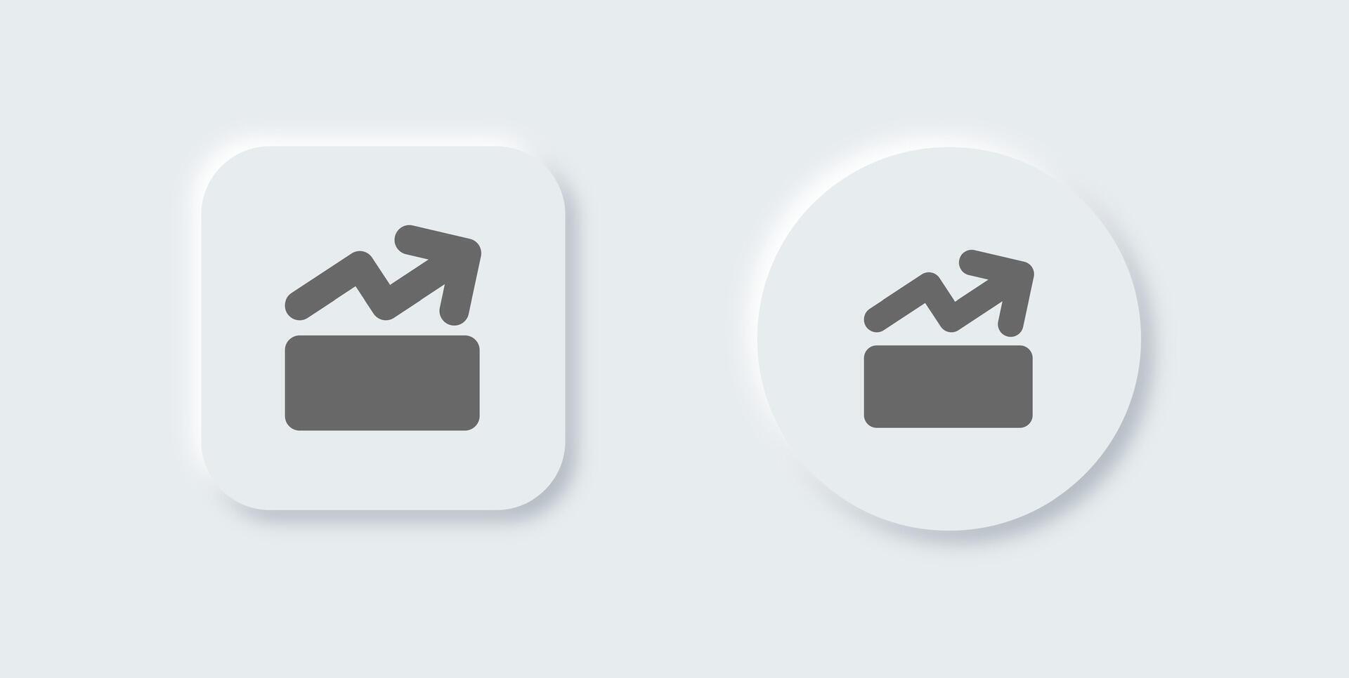 Level up solid icon in neomorphic design style. Competition signs illustration. vector
