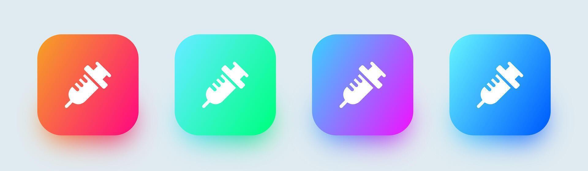 Inject solid icon in square gradient colors. Medicine signs illustration. vector