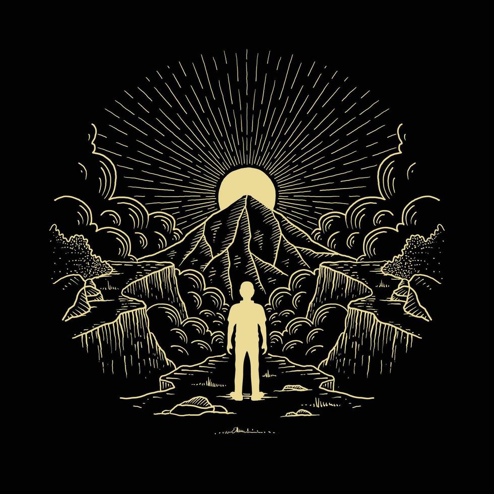 Alone in the peaceful crowds of the universe illustration vector
