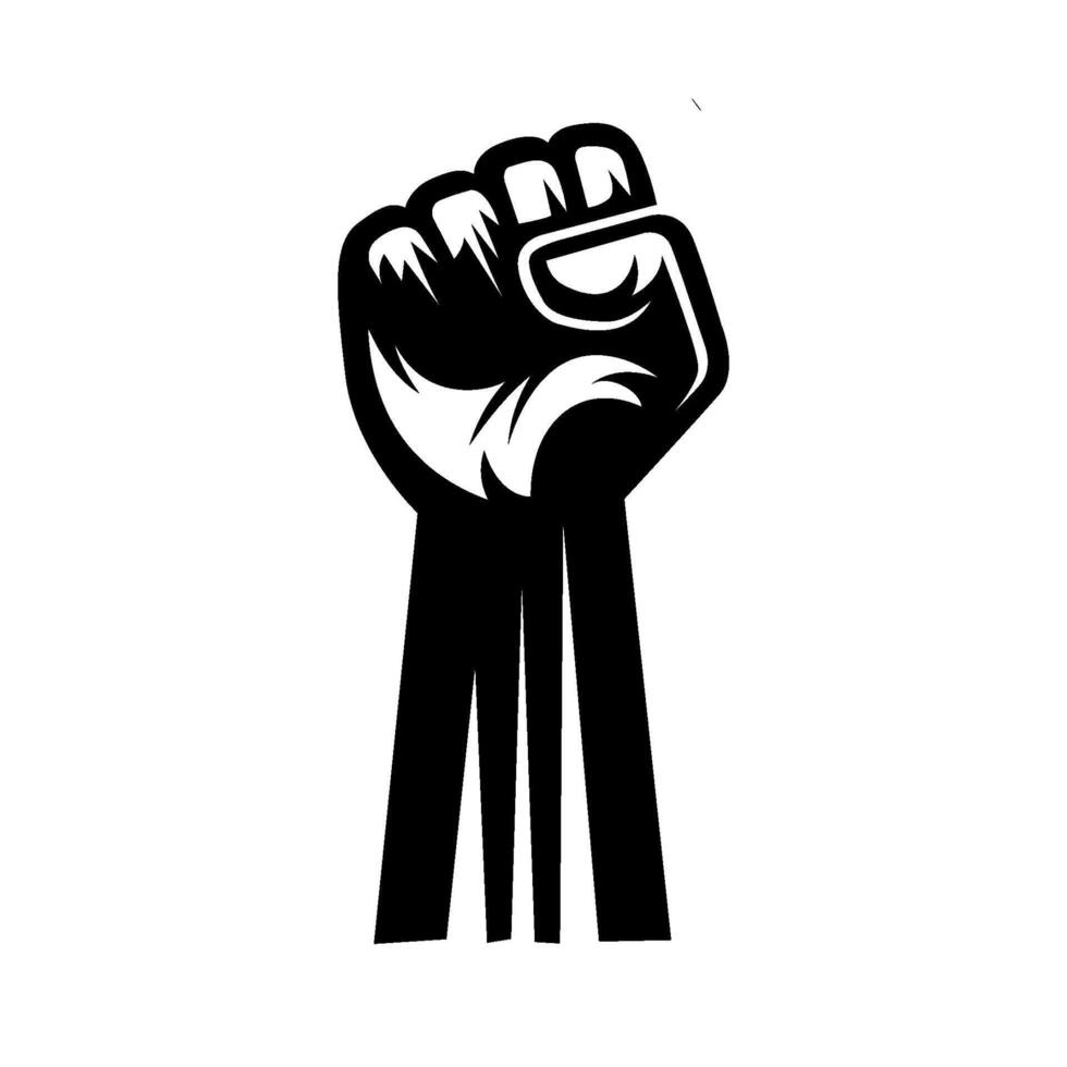 Hand clenched fist raised in air. vector
