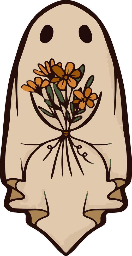 A ghost with flowers in its hand vector