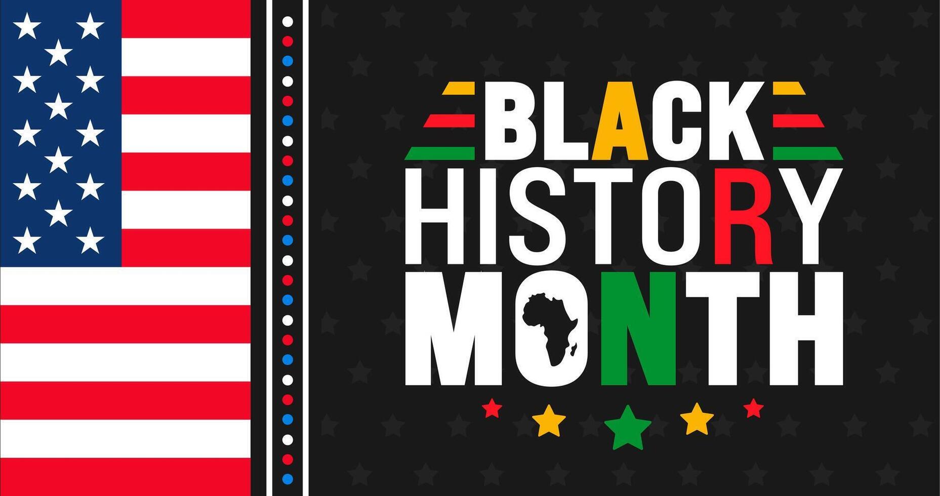 Black History Month usa flag background or banner design template is observed every year in October. Holiday concept. Template for card, poster, placard, template. eps 10 vector