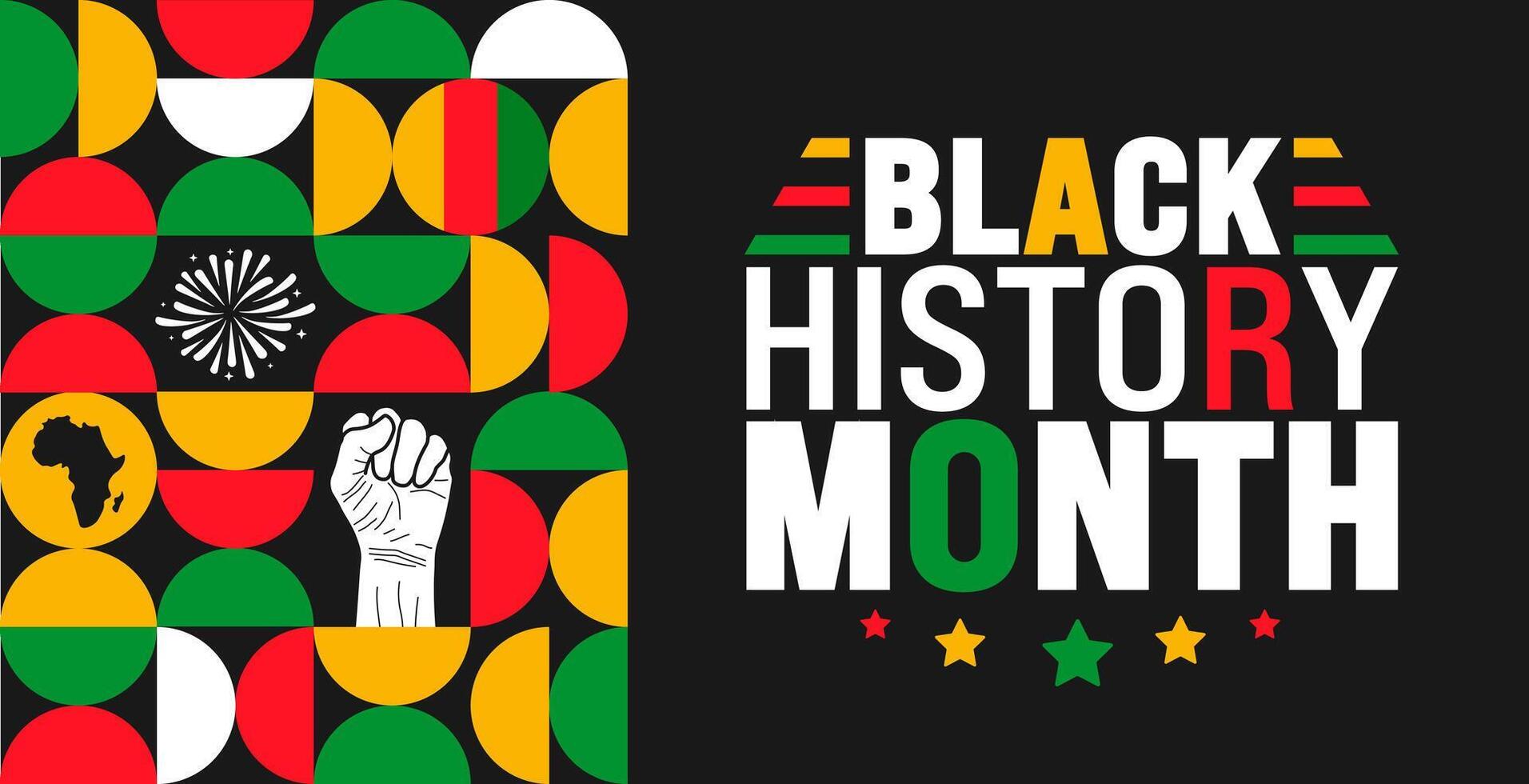 Black History Month geometric shape pattern background or banner design template is observed every year in October. Holiday concept. eps 10 vector