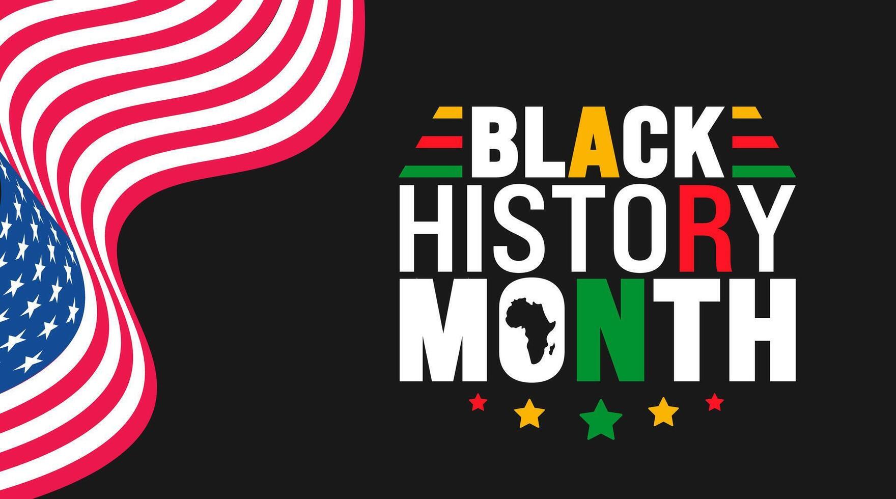Black History Month usa flag background or banner design template is observed every year in October. Holiday concept. Template for card, poster, placard, template. eps 10 vector