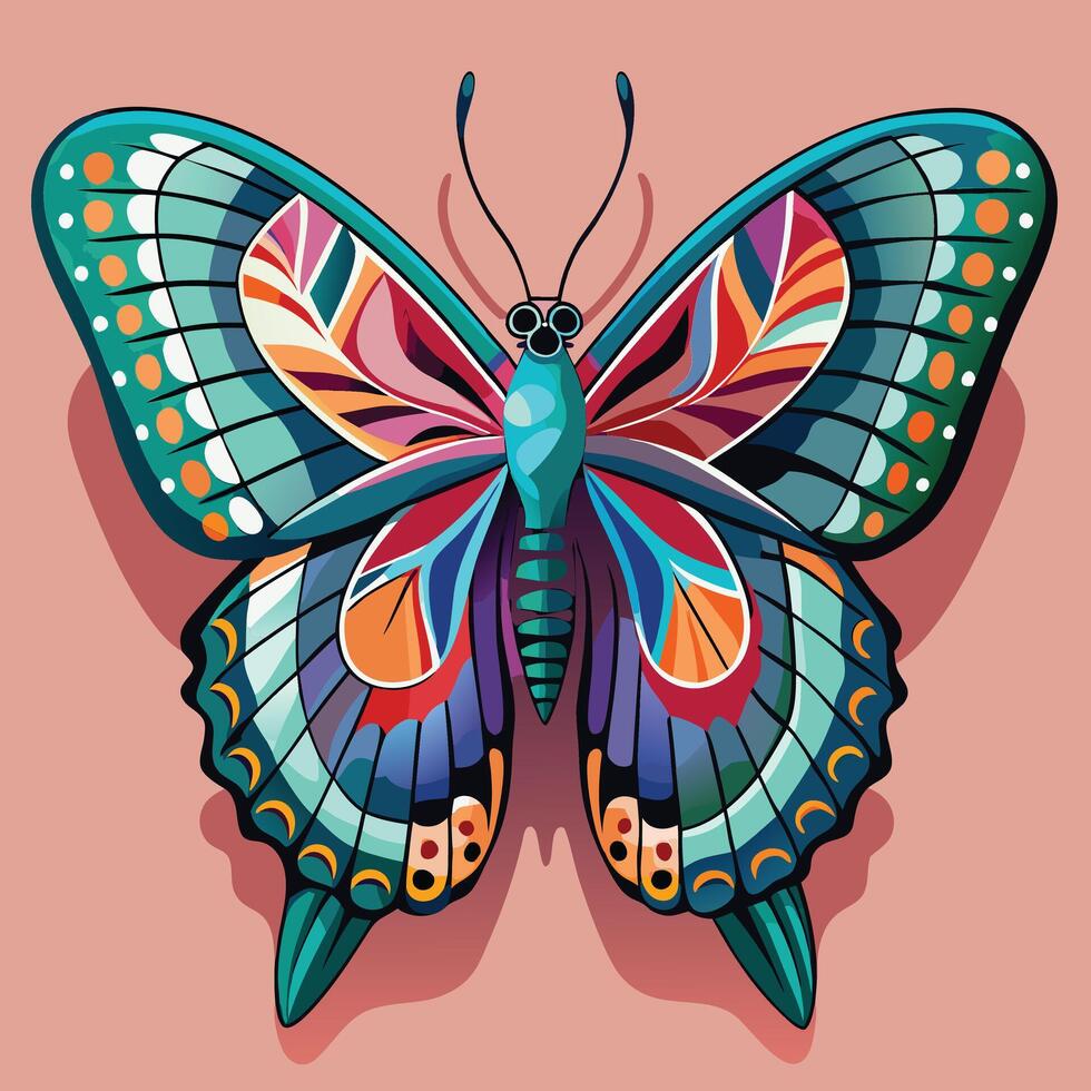 Butterfly icon logo illustration on solid background vector