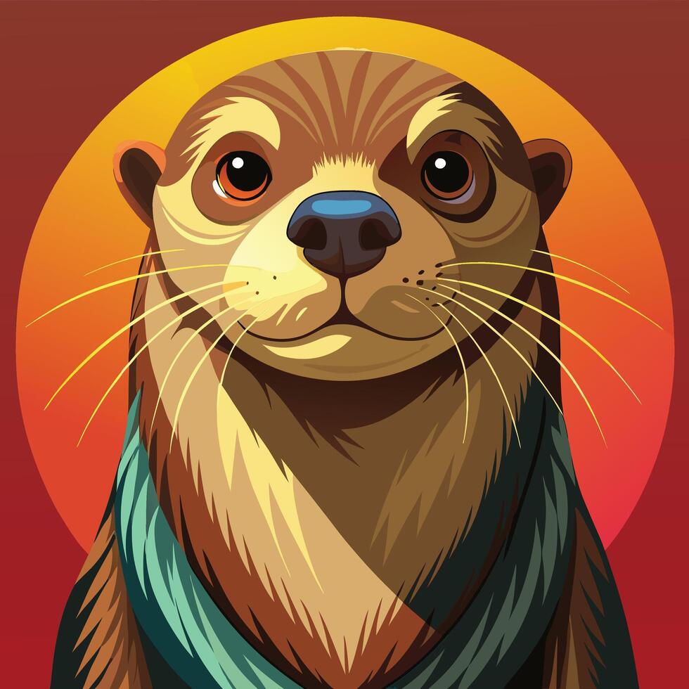 Illustration of Otter on solid background vector
