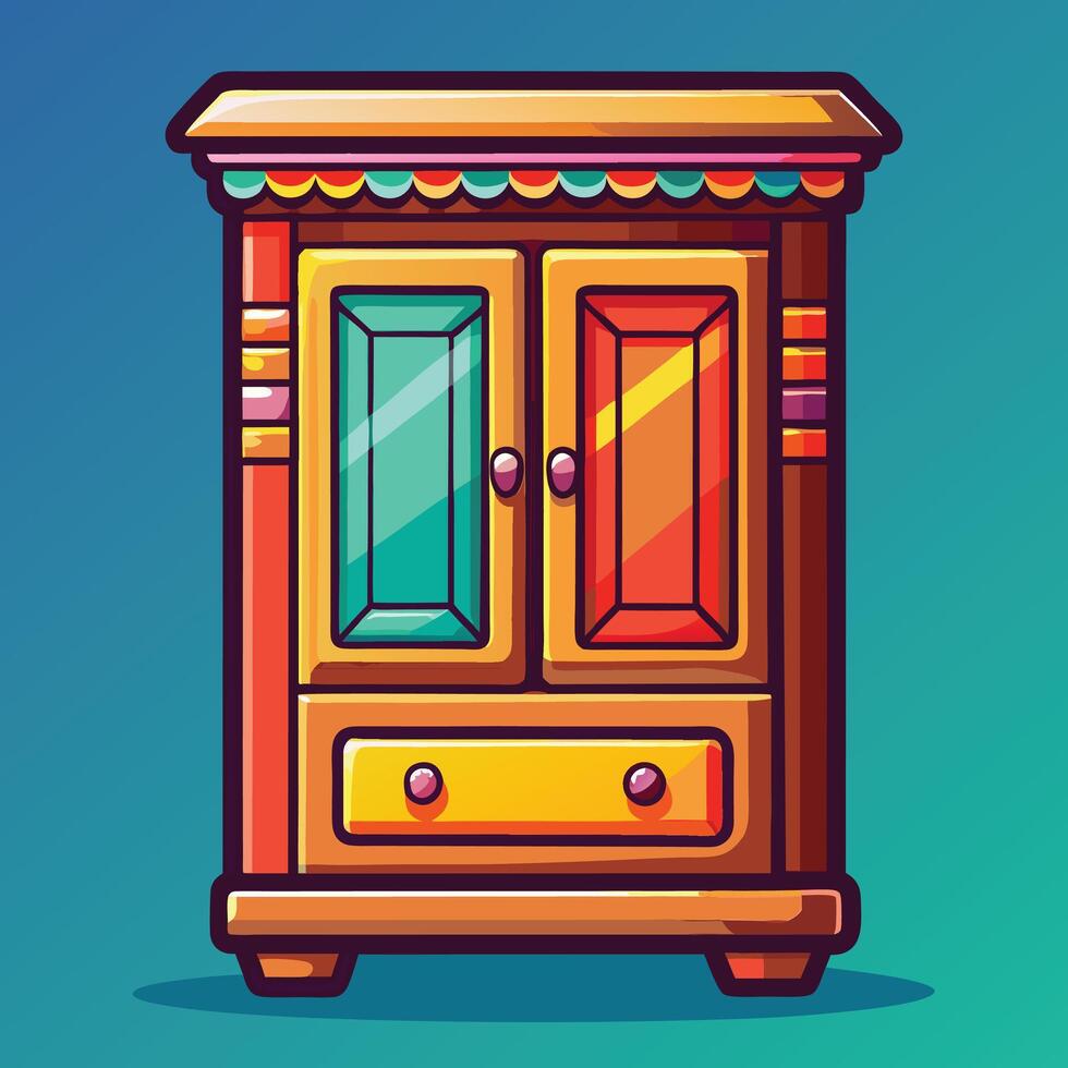 cupboard logo illustration on solid background vector