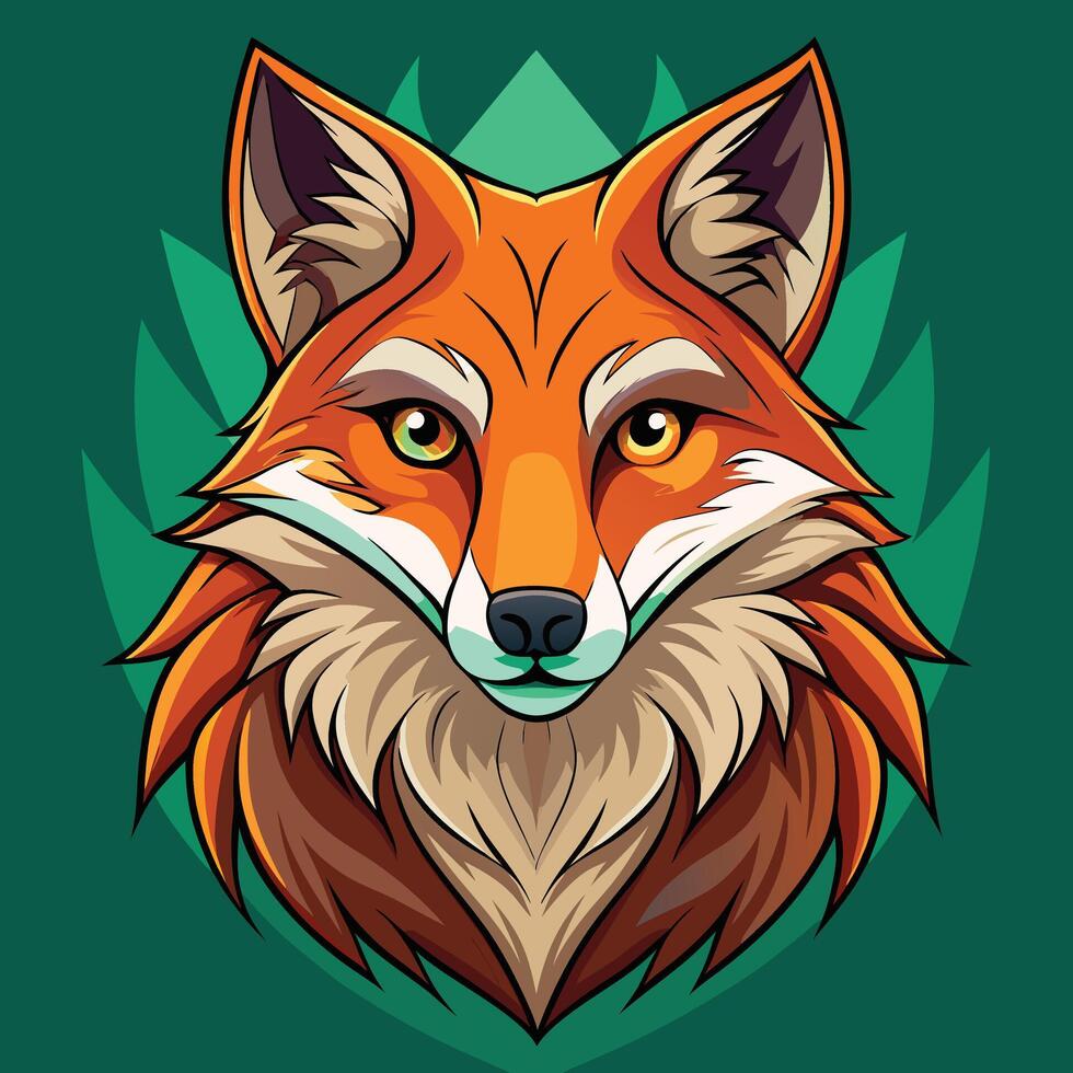 Fox logo illustration on solid green background vector