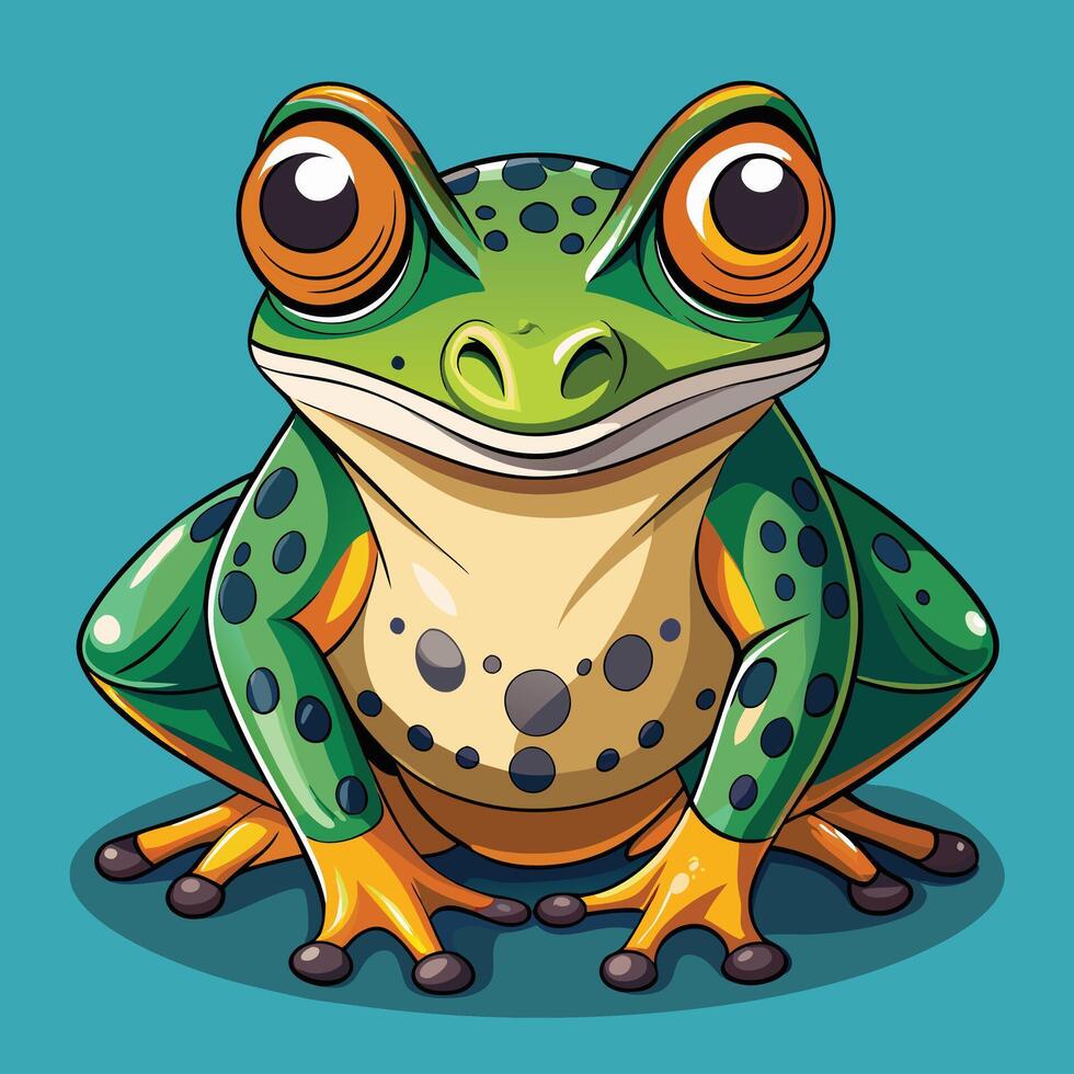 Frog Illustration on Solid Background vector