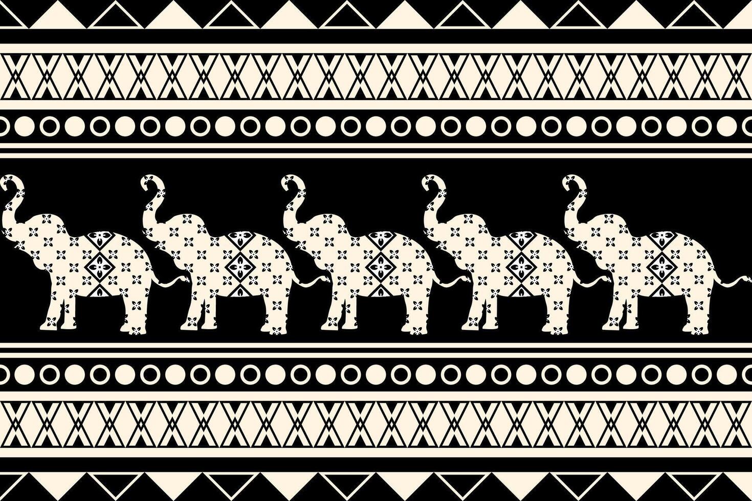 Elephant Thai pattern. Elephant Thai pattern on black background. Elephant Thai pattern can be used in fabric design for clothing, textile, pant, background, wallpaper, carpet vector