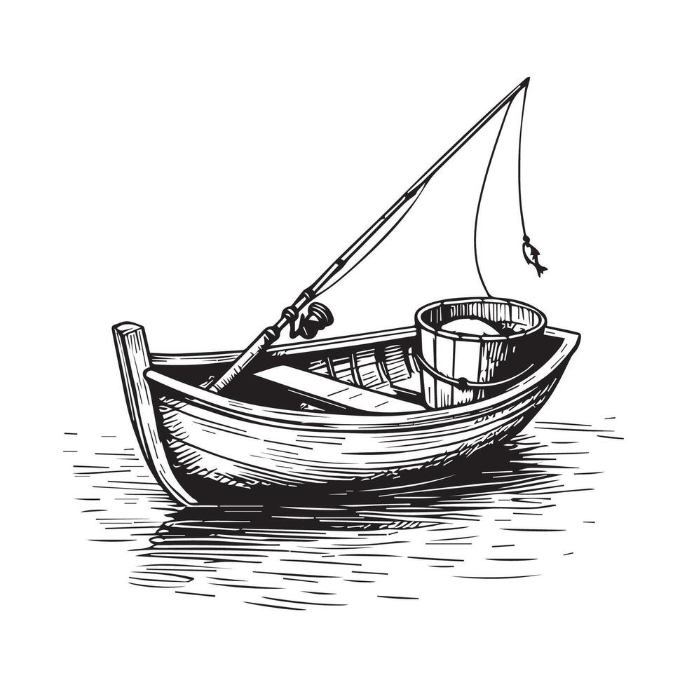 Simple boat view coloring page for kids. vector