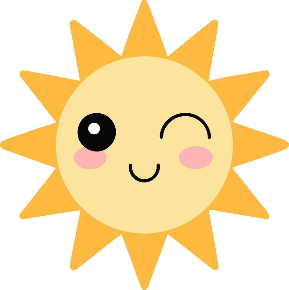 Cute suns, Sunshine emoji winking with a happy smiling face vector