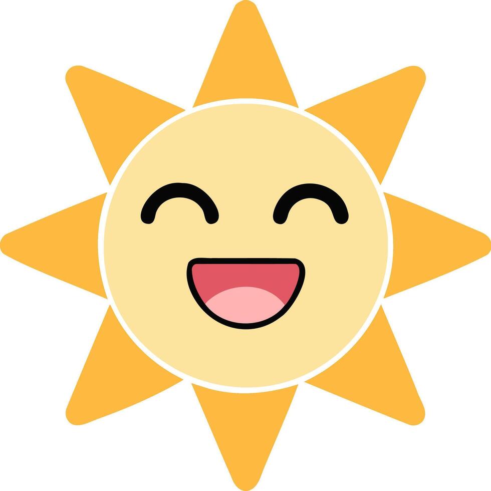 Cute suns, Sunshine emoji laughing with a wide happy smile vector