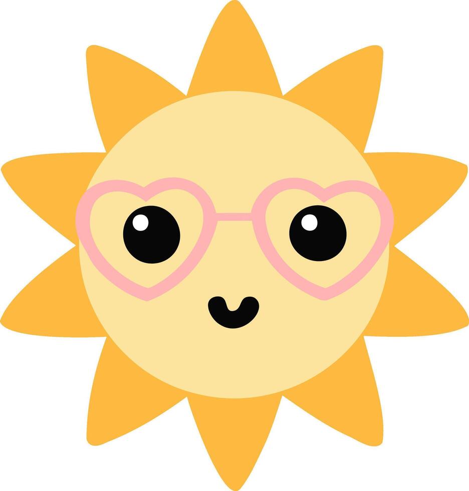 Cute suns, Sunshine emoji with heart-shaped glasses and a cute smile vector