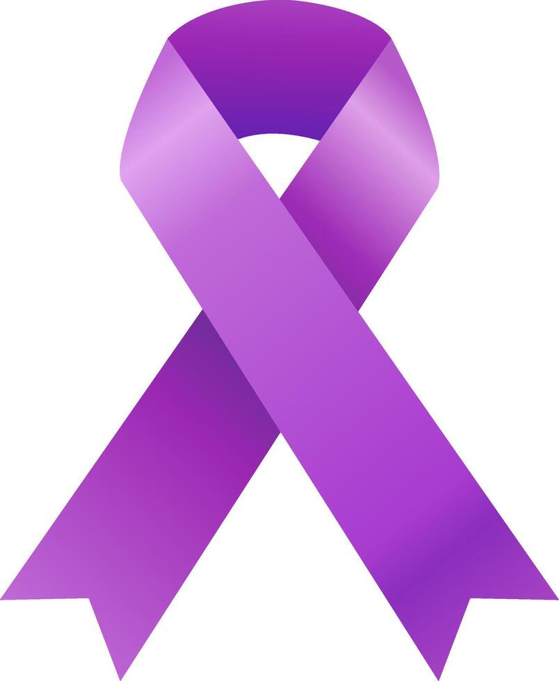 Gradient world cancer day purple ribbon vector