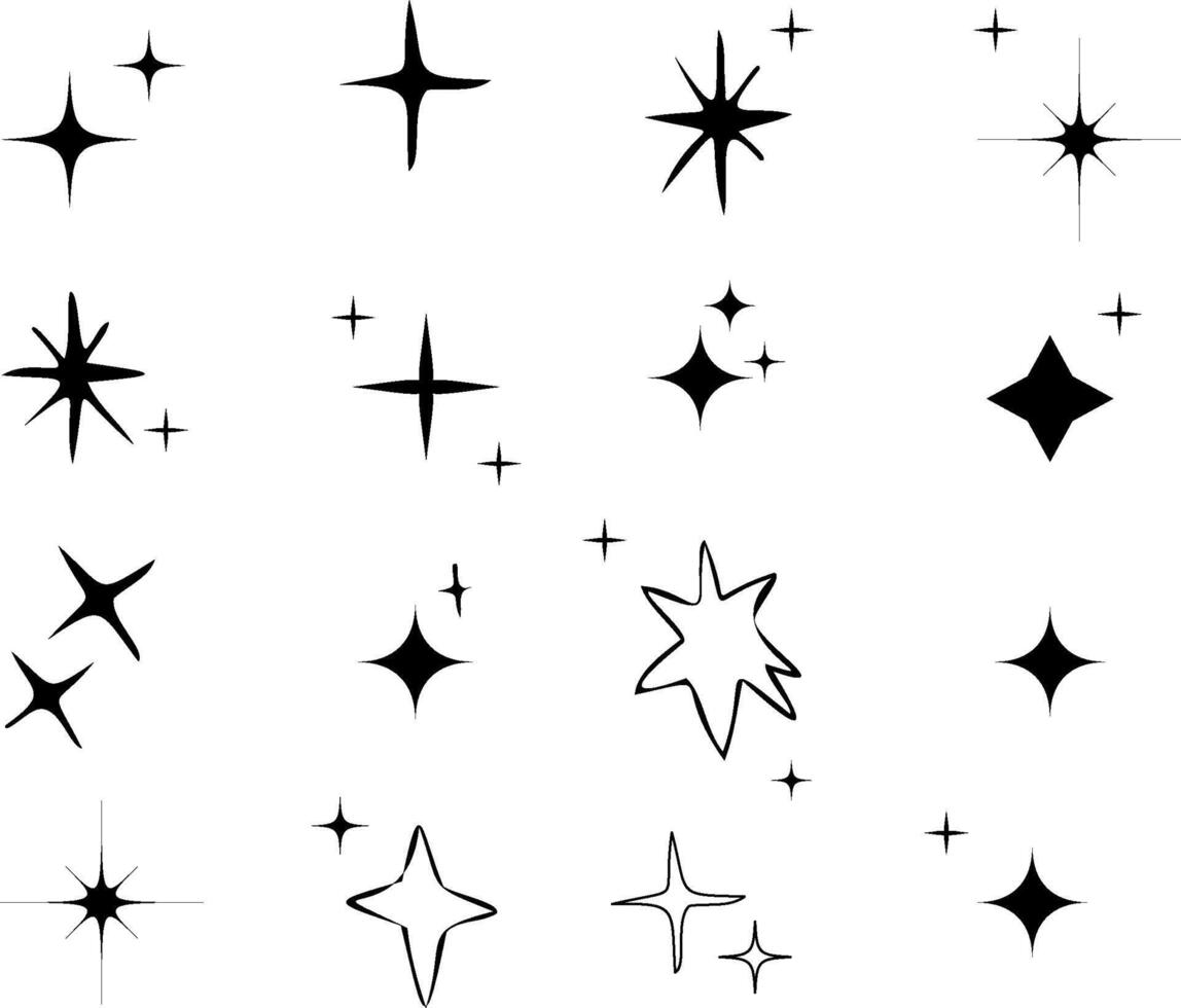 SPARK LIGHT star icons Collection hand drawing of illustrated vector
