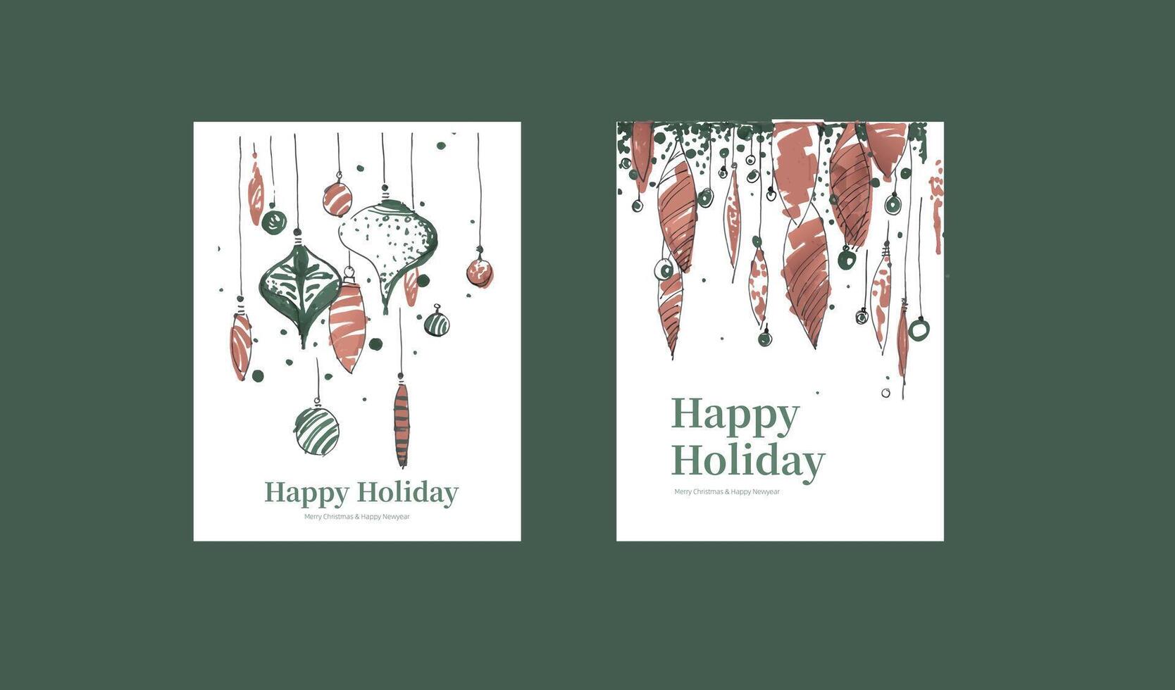 Holiday hand drawn style red and green decoration pendant, chandelier vector