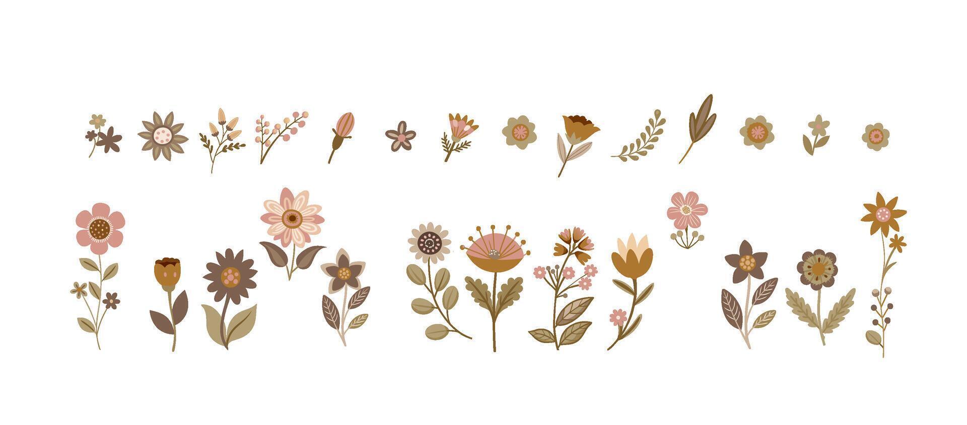 Flower color arrangement and combination 28 brown flowers vector