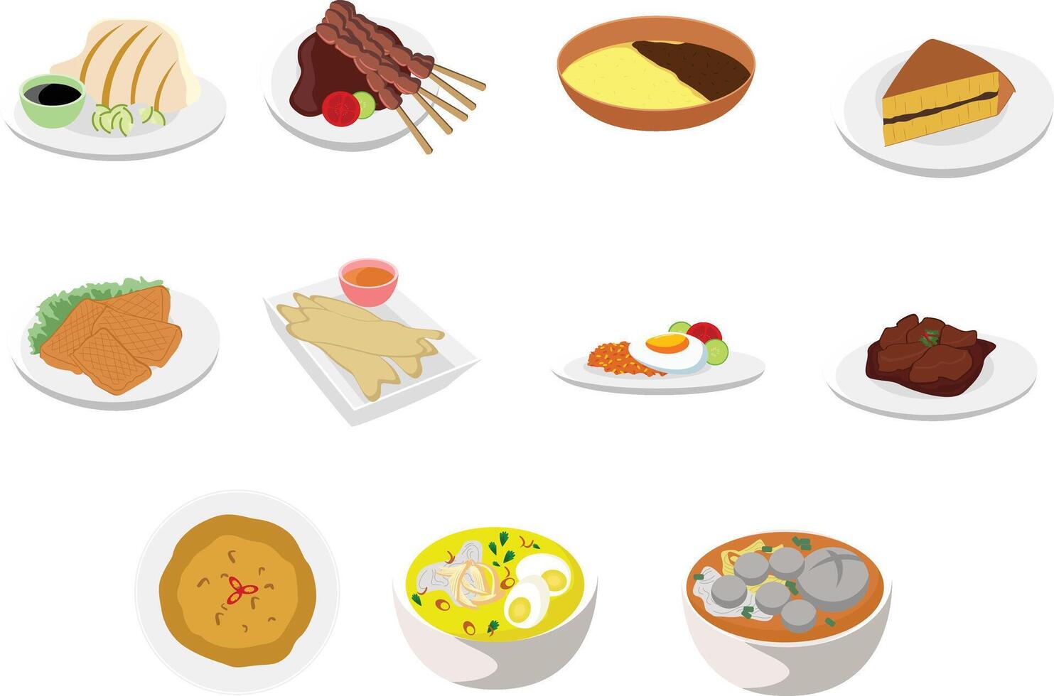 Indonesian Cuisine Culinary Food Illustration vector