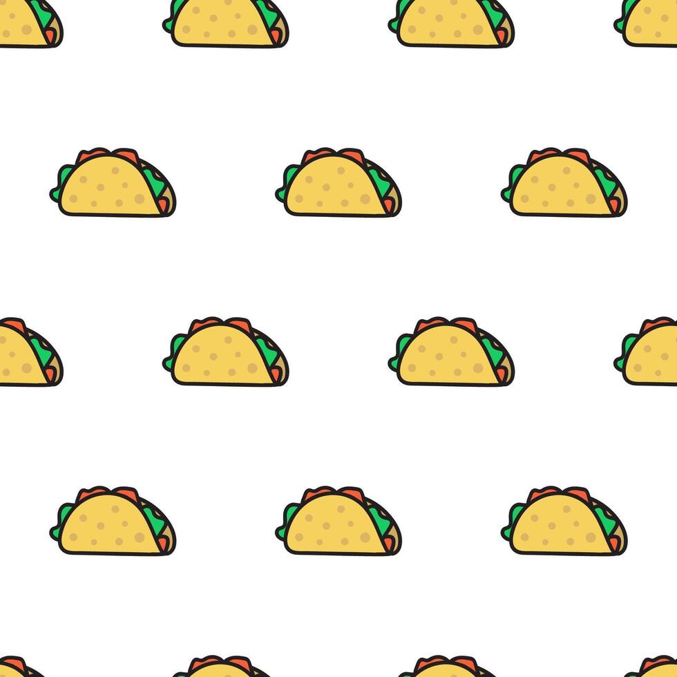 Seamless pattern. Taco. Food design. Illustration on white background. vector