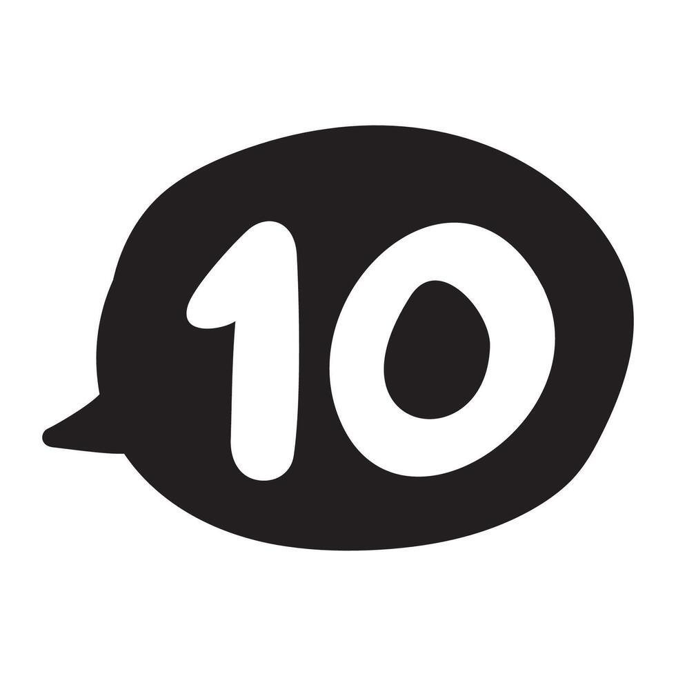 Speech bubble. Number 10. Hand drawn design. illustration on white background. vector