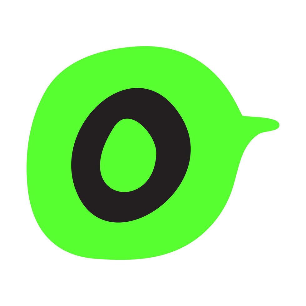 Number 0 in green speech bubble. Flat design. Illustration on white background. vector