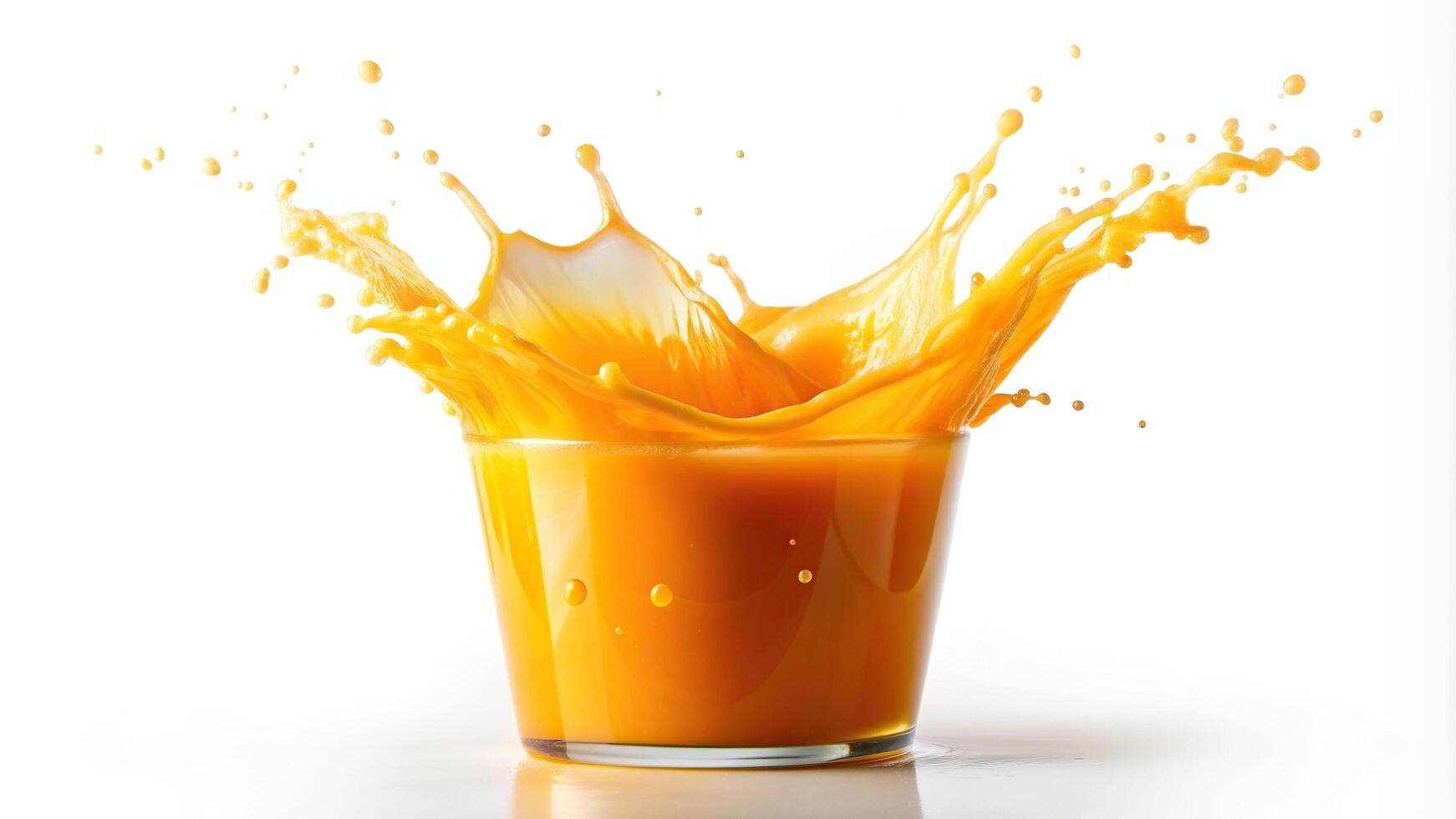 Orange juice splash in a glass photo