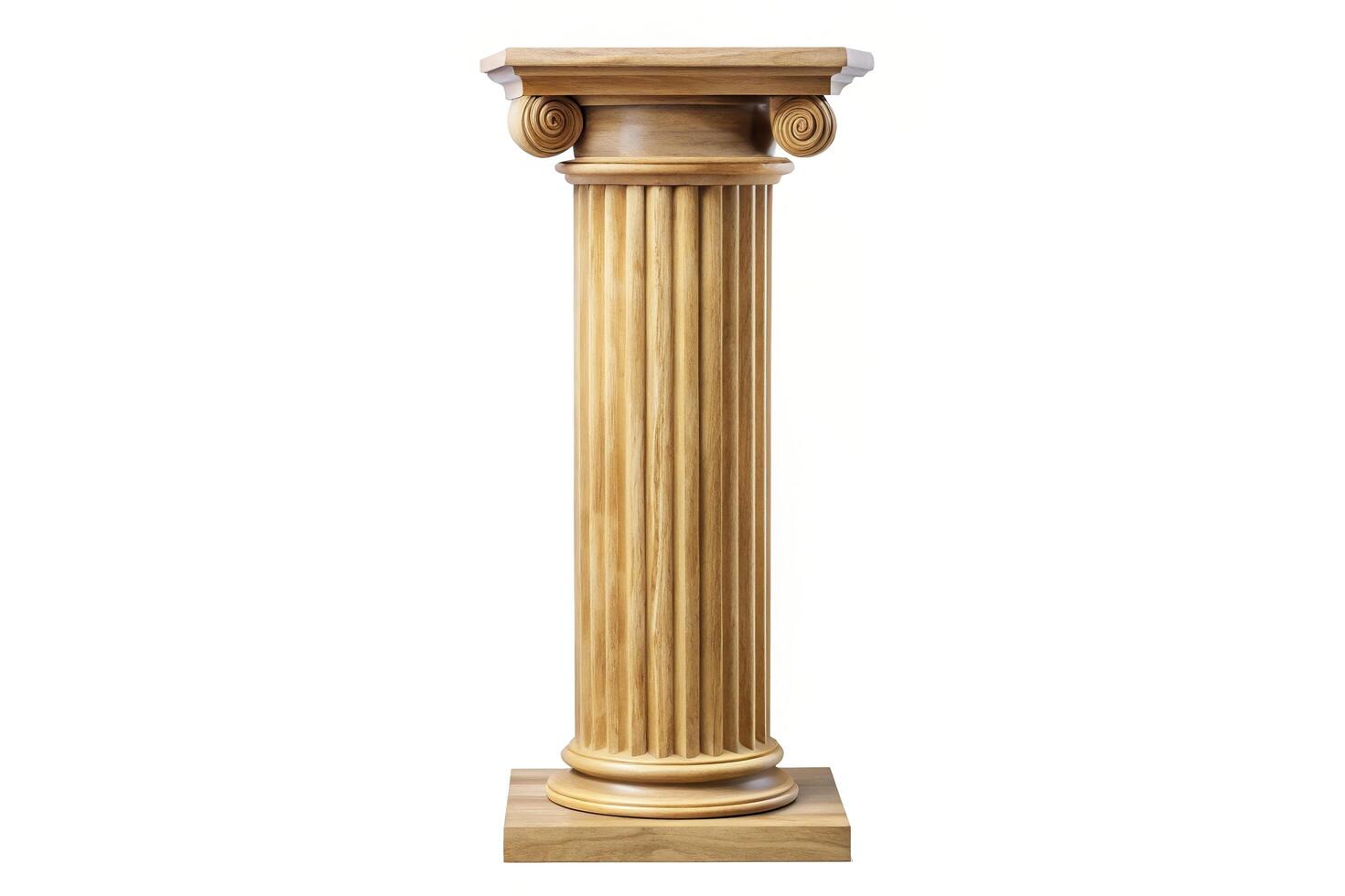 A wooden column with a greek style base photo