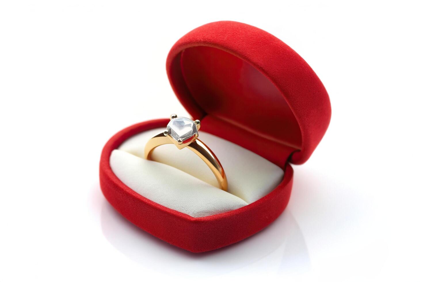 An engagement ring in a red box photo