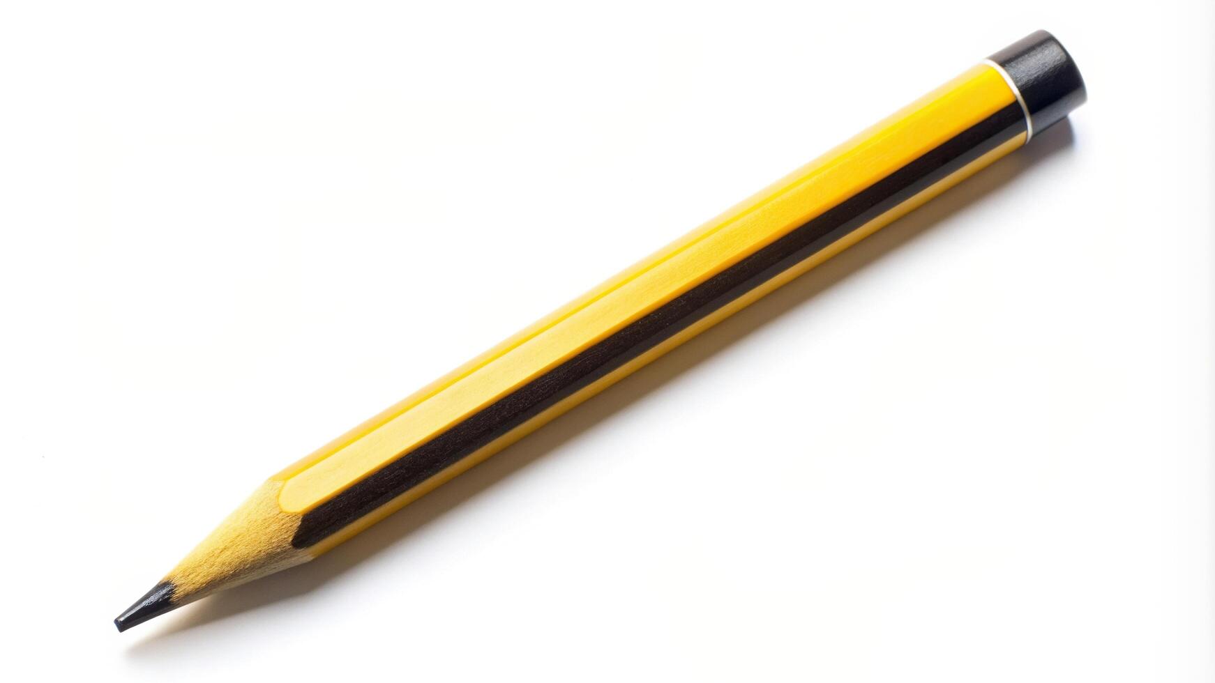 Yellow and Black Lead Pencil Isolated on a White Background Low Angle, yellow, low angle, black, white background photo