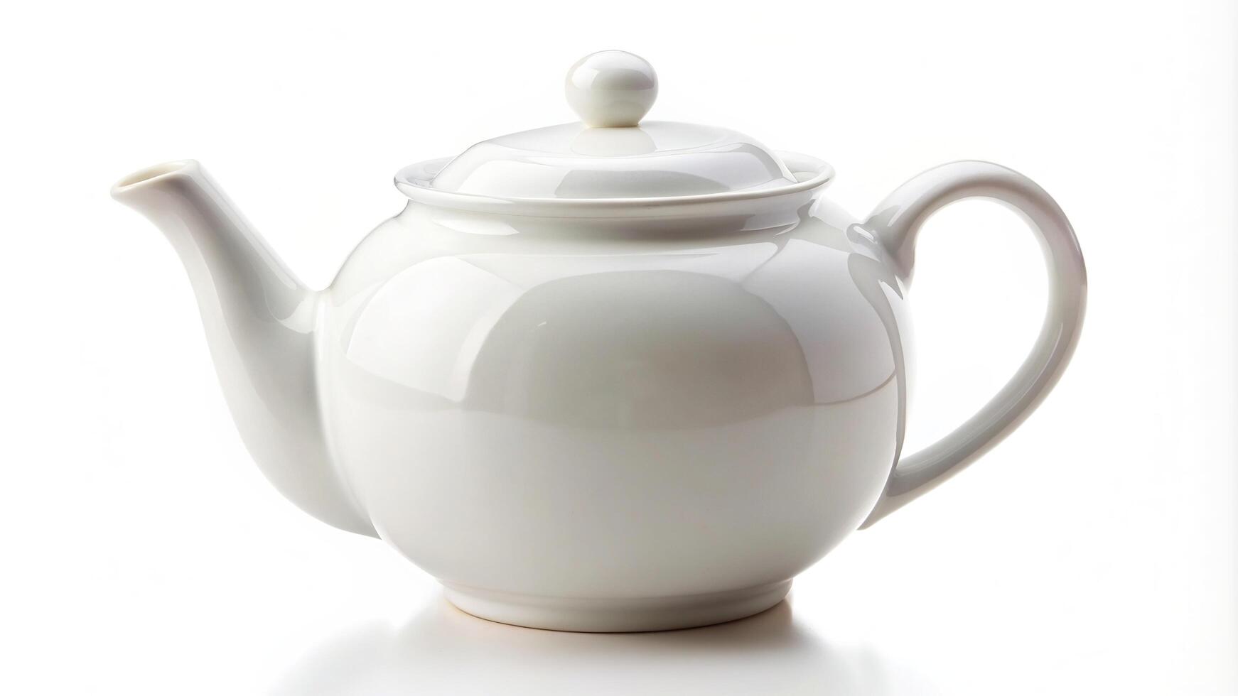 White teapot isolated on white background, cookware, brewing, reflection, ceramic,white teapot, minimalist, elegant, drink, tableware, refreshing, hot, breakfast, tea, white background photo