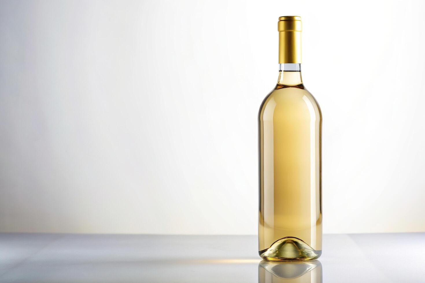 crisp, a bottle of white wine with a clean and crisp look isolated on a pure white background with a shallow depth of field depth showcasing its elegance and sophistication photo
