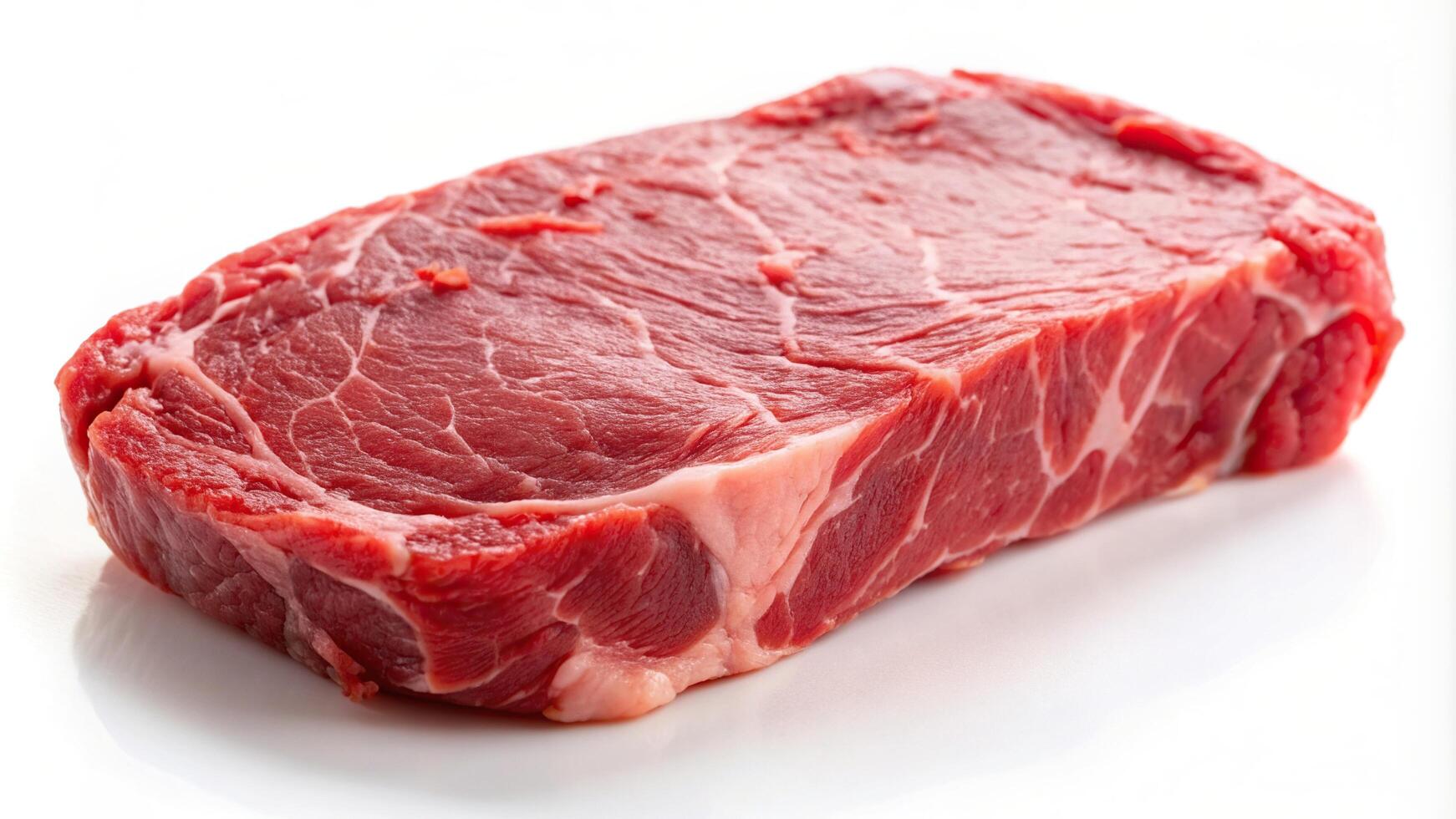 beef steak, culinary.,raw meat, seasoning meat, salt, uncooked, preparation, meaty, A close up image of a succulent raw beef steak sprinkled with salt placed on a plain white background photo