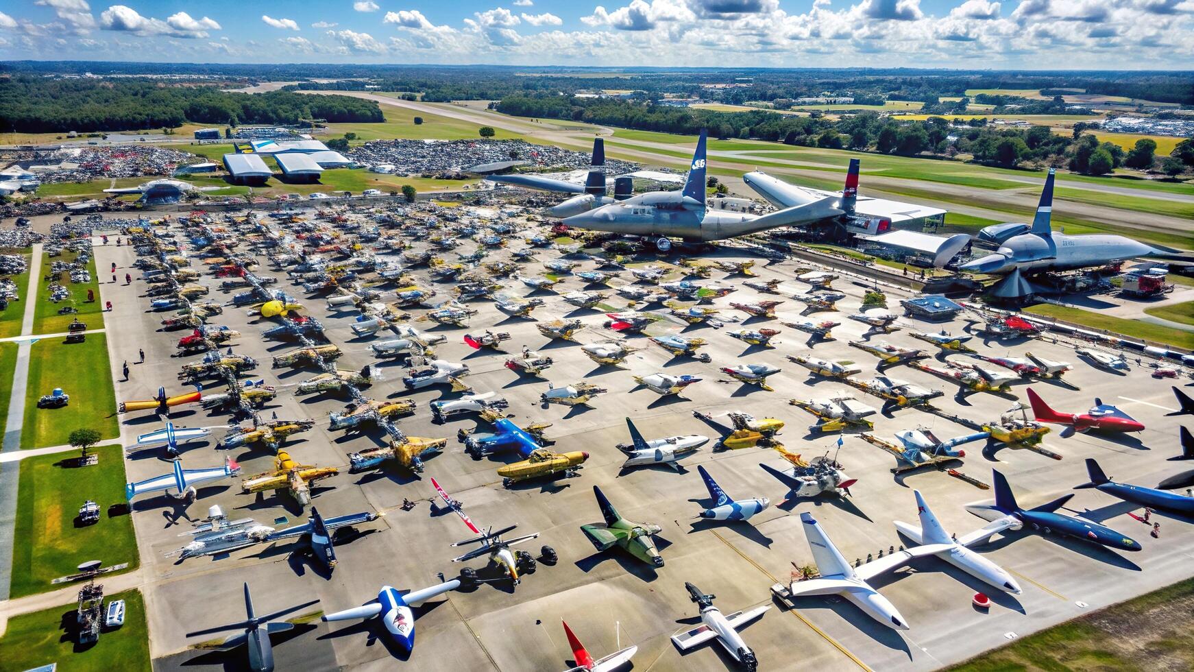 An aerial view of the Lockheed Martin Space and Air Show taking place in Sanford Florida USA showcasing an array of aircrafts and captivating aerobatic displays, aviation, performance photo