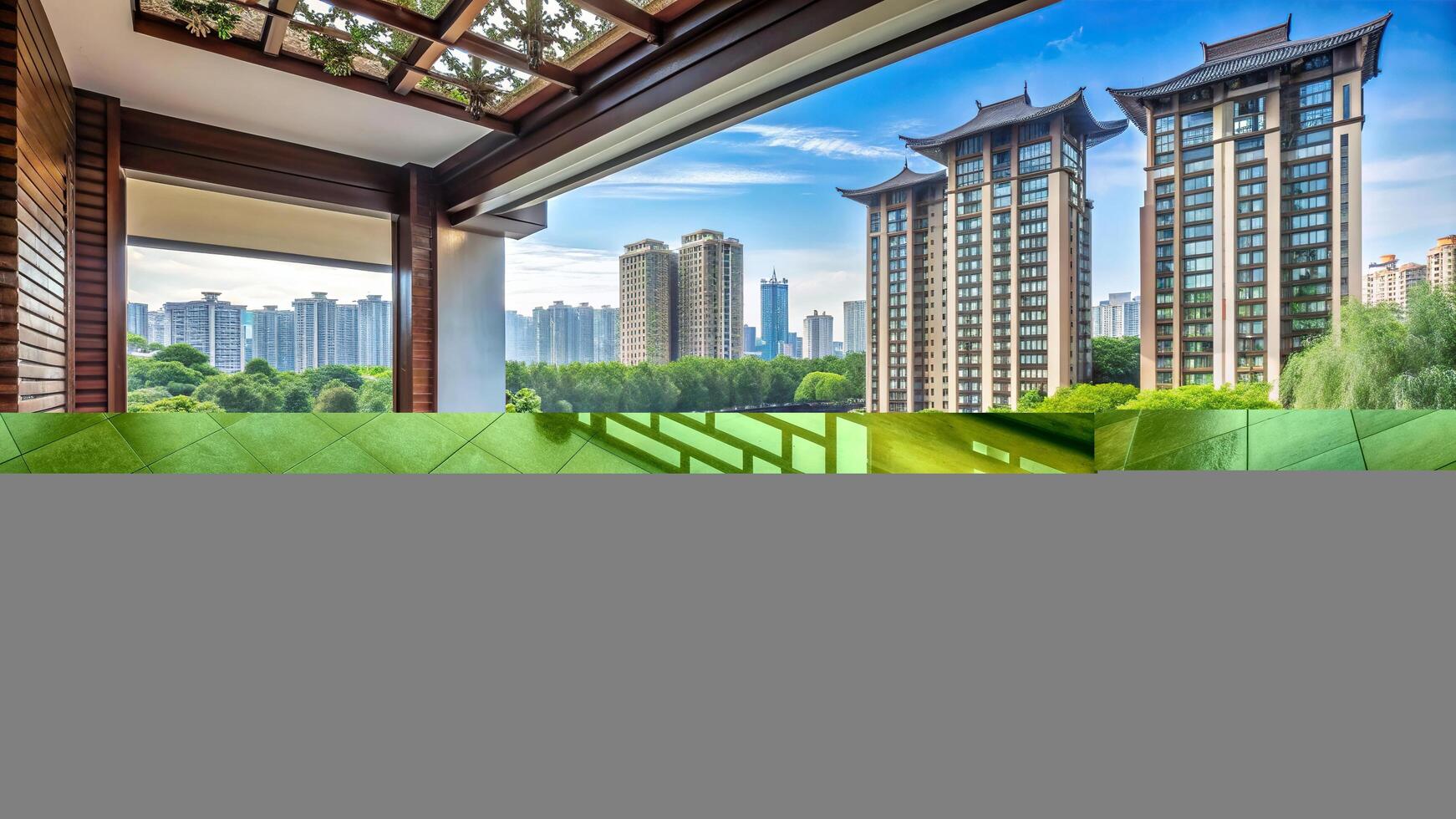Projection of a Chinese residential balcony panoramic on the guardrail and ground, panoramic, landscape, projection, residential,Chinese residential, culture, reflection, shadows, shadow photo