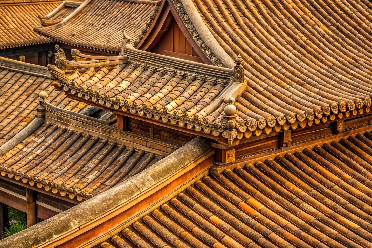 structure, old, surface, rooftop, texture, heritage,temple, material, design, aged, Texture of a brown rooftop in a temple showcasing intricate details and weathered appearance photo